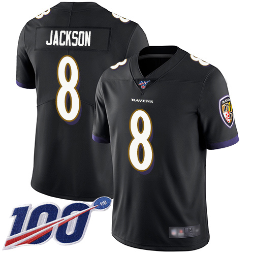 Baltimore Ravens Limited Black Men Lamar Jackson Alternate Jersey NFL Football #8 100th Season Vapor Untouchable